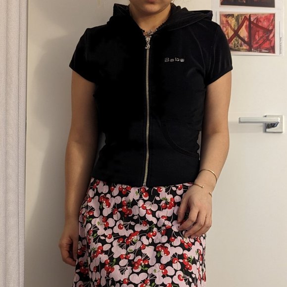 BEBE Y2K velvet cropped hoodie - Picture 1 of 2